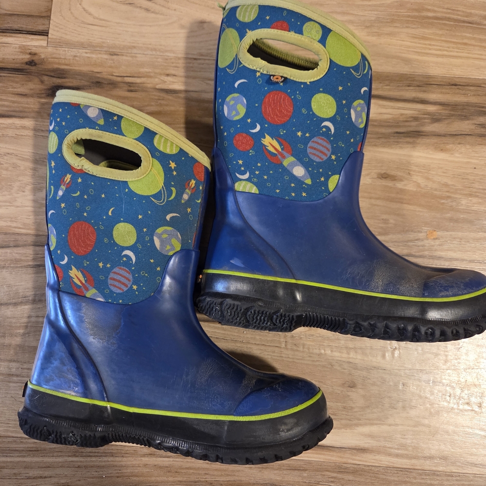 Bogs Kids Blue Space-Themed Rain Boots